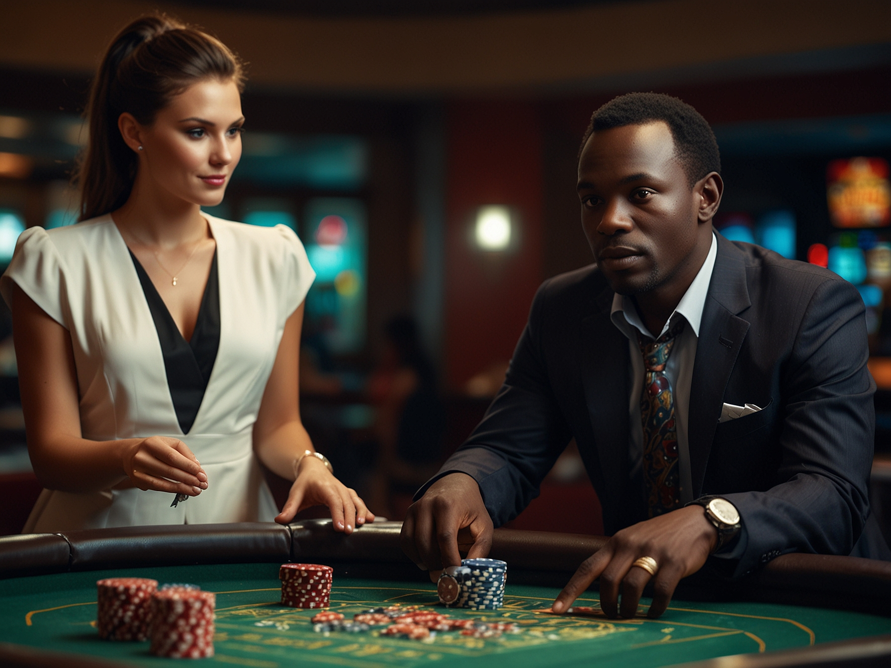 Roulette and blackjack table