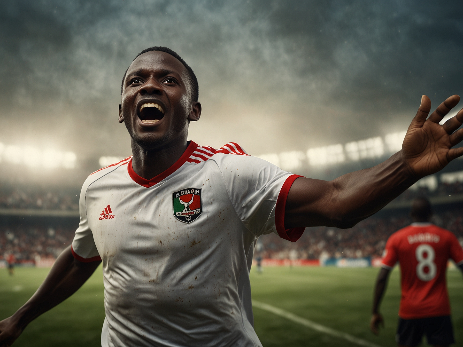 Kenyan football player celebrating a goal