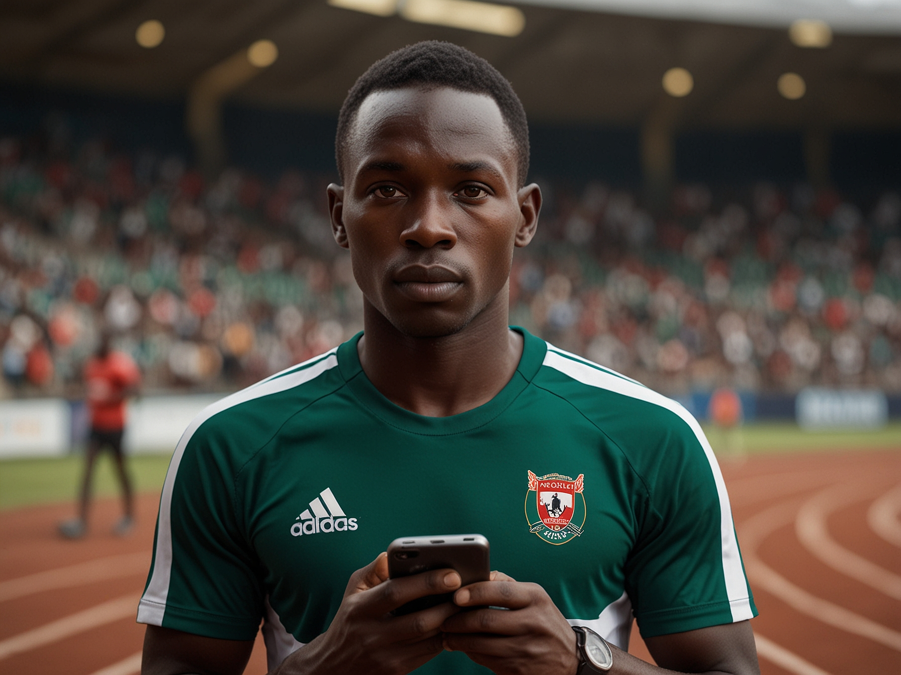 Secure login illustration with Kenyan athlete